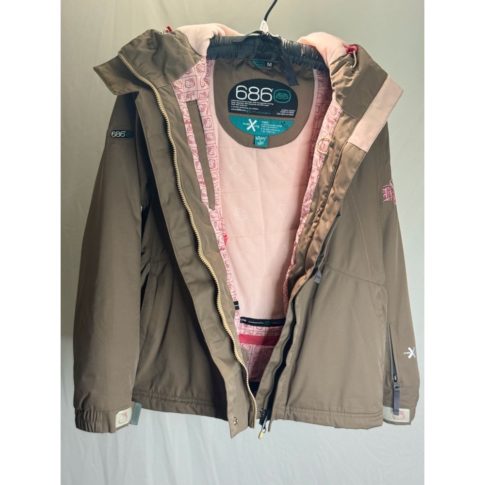 686 - Hello Kitty Times Line Snowboard‎ Jacket - Brown/Pink - M - Womens